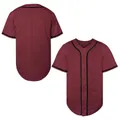 Detail showing the front and back layout of a premium burgundy mesh baseball jersey shirt. - S / Tops / Rose Red
