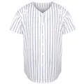 Maglia da baseball professionale bianca a righe con chiusura a bottoni sul davanti - S / Tops / Bianco con strisce blu