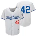 Vintage white baseball jersey with embroidered Black Legend script and number 42 - S / Tops / White