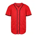 Maglia da baseball rossa classica da uomo con profili neri e chiusura a bottoni - S / Tops / Rosso con nastro nero