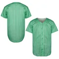 Detailed front and back view of a green pinstripe baseball jersey with button-up closure - S / Tops / Green Stripes