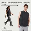 230G heavyweight cotton washed vintage style sleeveless tank top in black color - S / Tops / Black