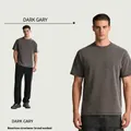 280G heavy washed grey t-shirt, retro distressed oversized American style streetwear - S / Tops / Dark Gray