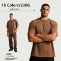 Heavyweight 230g washed distressed t-shirt in brown for a classic American retro look - 3XL / Tops / Coffee