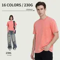 Streetwear 230g heavy weight washed orange T-shirt with a vintage distressed finish - 3XL / Tops / Orange