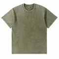 Heavyweight 230g acid wash cotton t-shirt in olive green with a vintage finish style - S / Tops / Army Green