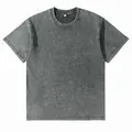 Premium heavyweight 230g cotton washed vintage t-shirt in acid grey with drop shoulder - S / Tops / Dark Gray