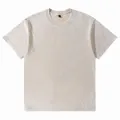 Premium heavyweight 230g washed distressed cotton crew neck t-shirt in cream beige - S / Tops / Apricot