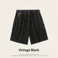 Heavyweight vintage washed cotton shorts in a retro black finish for streetwear style - S / Bottoms / Retro Black