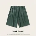 Premium heavy washed cotton shorts for men in dark green featuring a vintage aesthetic - S / Bottoms / Dark Green