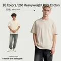 Premium 260G heavyweight pure cotton apricot T-shirt for men in a loose casual fit - S / Tops / Apricot