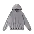 Sweat à capucha oversize gris délavé vintage en coton 320g avec poche kangourou et bords côtes - 4XL / Hauts / Gris clair