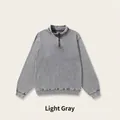 Vintage washed half-zip stand collar sweatshirt in a stylish and classic light grey - L / Tops / Gray