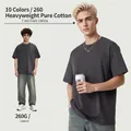 Premium quality men's 260g heavyweight pure cotton oversized t-shirt in dark grey color - S / Tops / Gray