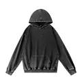 Sweat à capuche vintage gris anthracite délavé conçu en coton très épais de 320g - 4XL / Hauts / Noir