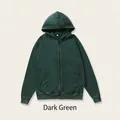 Oversized men's vintage washed dark green cotton zip-up hoodie with unique batik finish - L / Tops / Dark Green