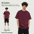 Heavyweight 260g pure cotton short sleeve t-shirt in maroon color with an oversized fit. - S / Tops / Red
