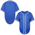 Solid royal blue blank baseball jersey with white piping detail - S / Tops / Blue