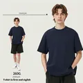 Classic men's heavyweight 260g pure cotton short sleeve T-shirt in navy blue finish - S / Tops / Navy Blue