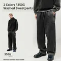 Pantaloni della tuta lavati da 350 g in cotone nero con gamba dritta e stile rétro - L / Bottoms / Nero Vintage