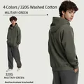 Heavyweight 320G washed pure cotton men's zip-up hoodie in military green color - M / Tops / Army Green