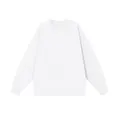 Sudadera blanca lisa unisex de cuello redondo en forro polar con puños de canalé - S / Tops / Blanco