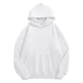 Premium heavyweight white polar fleece hoodie featuring a front pocket and no drawstring - S / Tops / White