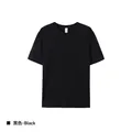 Premium black 180g heavyweight pure cotton short sleeve crew neck T-shirt in loose US size - S / Tops / Black
