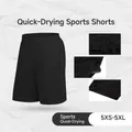 Quick-dry European size men's sports shorts with drawstring waistband and pockets - 5XS / Bottoms / Black