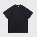 Premium heavyweight black pure cotton t-shirt with a loose fit and ribbed crew neck - XS / Tops / Black