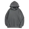 Sweat à capuche en polaire gris lourd 500G avec poche kangourou de style rétro - S / Hauts / Gris Anthracite
