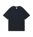 Minimalist dark navy 260g pure cotton unisex short sleeve T-shirt with drop shoulder - S / Tops / Black