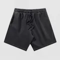 Short décontracté haut de gamme en coton gris foncé délavé avec cordon de serrage - S / Bottoms / Noir