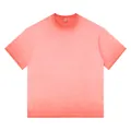 Premium oversized men's crew neck cotton T-shirt in vintage acid wash coral pink - S / Tops / Gradient Orange