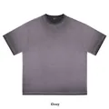 Vintage washed charcoal grey cotton short sleeve t-shirt for men with a distressed gradient finish - S / Tops / Gray