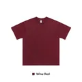 Premium heavyweight pure cotton oversized dropped shoulder crewneck T-shirt in wine red - XS / Tops / Burgundy