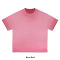 Vintage washed rose red oversized cotton T-shirt for men, retro style. - S / Tops / Rose Red