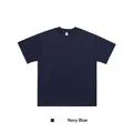 Classic oversized heavy cotton drop shoulder crew neck t-shirt in deep navy blue color - XS / Tops / Dark Blue