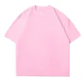 Plain pink heavy cotton T-shirt with drop shoulder design and loose casual fit - S / Tops / Sakura Pink