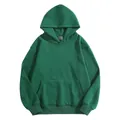 Sweat à capuche en polaire épaisse 500G de couleur vert forêt sans cordon coulissant - S / Hauts / Vert olive