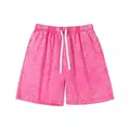 Vintage pink acid wash men's heavy cotton casual shorts with elastic drawstring waist - S / Bottoms / Rose Red