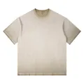Vintage washed oversized 100% cotton t-shirt featuring a beige and khaki gradient effect - S / Tops / Gradient Khaki