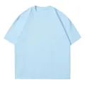 Oversized drop shoulder pure cotton short-sleeved t-shirt in premium light blue finish - S / Tops / Light Blue