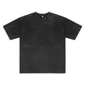 Vintage heavyweight 250g cotton acid wash short sleeve t-shirt in distressed charcoal black - S / Tops / Black