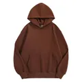 Sweat à capuche marron épais en polaire pour hommes avec poche kangourou et épaules tombantes - S / Hauts / Mocha