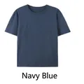 Premium navy blue 180G pure cotton men's short sleeve T-shirt with a loose fit style - S / Tops / Navy Blue