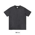 Hoogwaardig zwaargewicht katoenen T-shirt met acid wash effect in antracietzwart - M / Tops / Verouderd Zwart