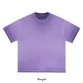 Premium vintage washed purple pure cotton short sleeve t-shirt for men in retro style - S / Tops / Purple