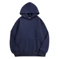 Sweat à capuche en polaire bleu marine épais avec poche et sans cordon de serrage - S / Hauts / Bleu marine