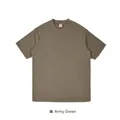 Zwaargewicht gewassen puur katoenen heren T-shirt met korte mouwen in vintage legergroene kleur - M / Tops / Verweerd Legergroen